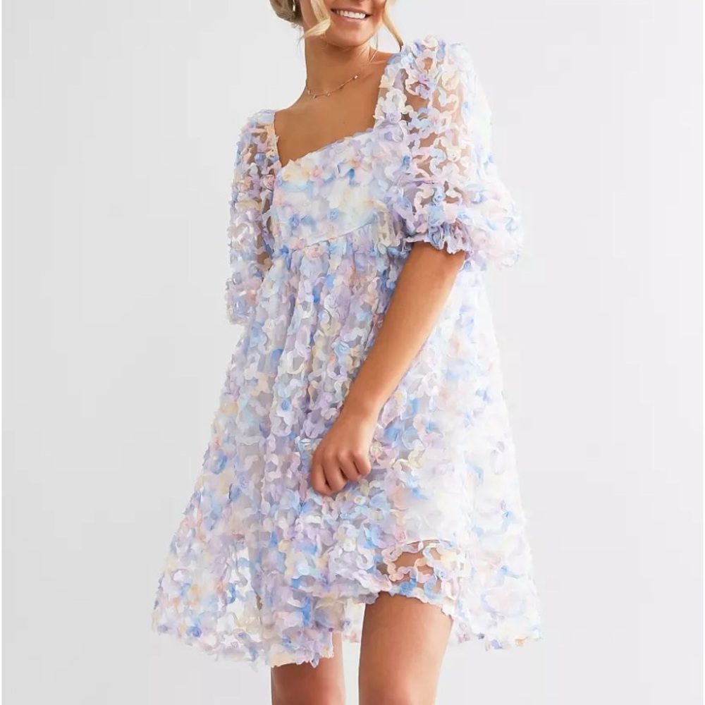 Storia 3D Floral Empire Mini Dress
